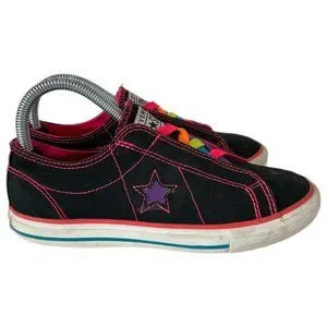 Converse Shoes Converse One Star Black Neon Basket Weave Girls
